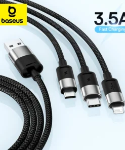 Baseus 3 in 1 USB C Cable for iPhone 14 13 12 Pro 11 3.5A Charger Cable Micro USB C Type C Cable for Macbook Pro Samsung Xiaomi 1