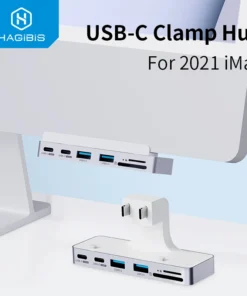 Hagibis USB C Clamp Hub Type-c for 2021 iMac with USB C USB 3.0 Micro/SD Card Reader 4K HD Docking Station iMac Accessories 1