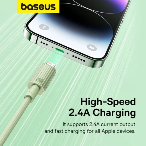 Baseus Eco-friendly USB Cable For iPhone 14 13 12 11 Pro Max X Xr 8 7 Fast Charger Cable For iPad 2.4A Wire Cord 3