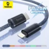 Baseus 20W PD USB C Cable for iPhone 14 13 Pro Max Fast Charging USB C Cable for iPhone12 mini pro max Data USB Type C Cable 1