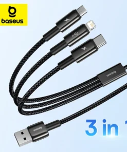 Baseus 3 in 1 USB Cable for iPhone 14 Pro Max Micro Type C USB Cable for Xiaomi Red mi note 9 Samsung S23 Fast Charging Cord 1