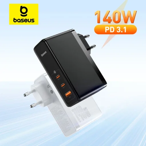 Baseus 140W GaN Charger USB Type C PD3.1 Fast Charge For Macbook Tablet Quick Charge 4.0 3.0 Phone Charger For iPhone 15 14 13 1