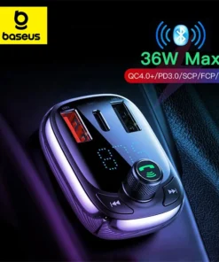 Baseus Quick Charge 4.0 Car Charger for Phone FM Transmitter Bluetooth Car Kit Audio MP3 Player Fast Dual USB Car Phone Charger 1