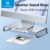 Hagibis Monitor Stand Riser USB-C Hub with Dual Hard Drive Enclosure for Mac Mini M1 iMac 2021 Macbook Pro PC Laptop Desk Holder 1
