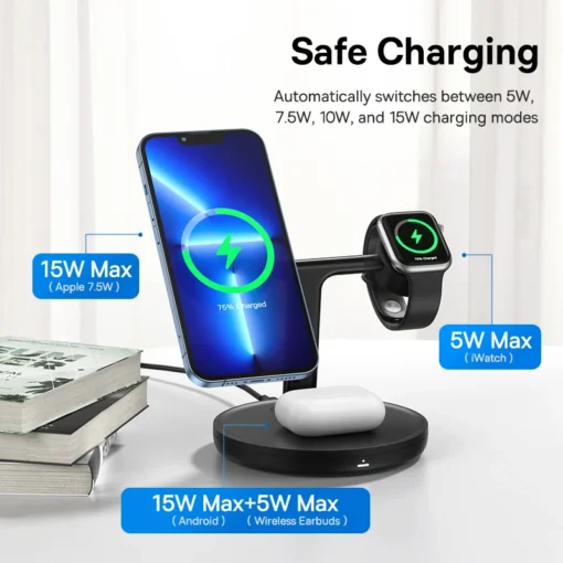 Baseus 3 in 1 20W Magnetic Wireless Chargers Stand For iPhone 15 14 13 Charger Dock Station for Airpods Pro Wireless Charger 2