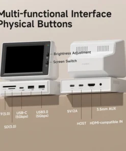 Hagibis 3.5inch IPS Mini Screen AIDA64 Mini PC CPU RAM HDD Data Monitor Display Sub Screen with USB C Hub for Laptop PC MacBook 2