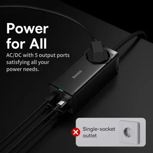 Baseus 100W GaN3 Pro Desktop Charger Power Strip Charging Station Fast Charger For iPhone 15 14 13 Pro Max Xiaomi Samsung Laptop 6