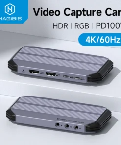 Hagibis 4K@60Hz Video Capture Card Streaming and Gaming 4K 60FPS HDR VRR RGB Passthrough PD 100W for PS5/4 Xbox Switch Camera PC 1