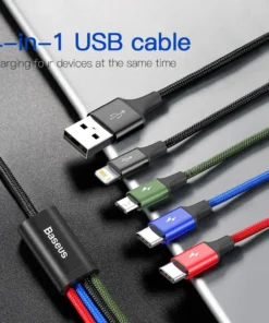 Baseus 3 in 1 USB Cable Type C Cable for Samsung Xiaomi Mi 4 in 1 Cable for iPhone 14 13 12 X 11 Pro Max Charger Micro USB Cable 2