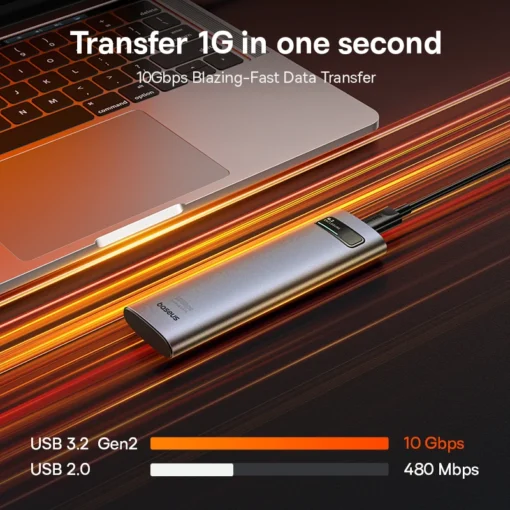 Baseus M2 SSD Case NVMe SATA Dual Protocol 10Gbps M.2 to USB Type C 3.2 Gen 2 Portable SATA NVMe External Enclosure SSD Box Case 6