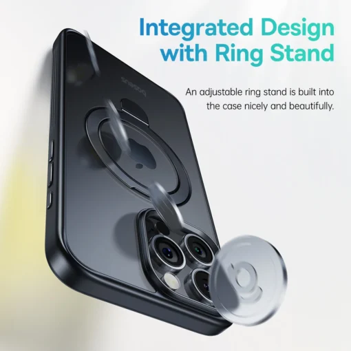 Baseus Magnetic Stand Case for iPhone 15 Pro 15 14 13 Pro Max Plus Case 180° Adjustable Kickstand Ring Magnetic Charging Case 4