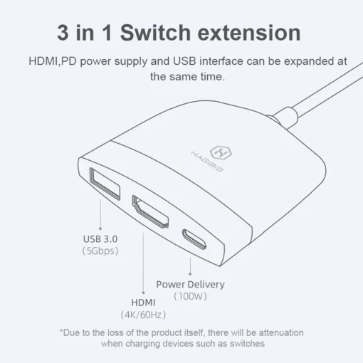 Hagibis Switch Dock TV Dock for Nintendo Switch Portable Docking Station USB C to 4K HDMI-compatible USB 3.0 Hub for Macbook Pro 3