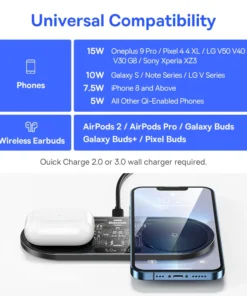 Baseus 20W Dual Wireless Chargers for iPhone 15 14 Airpod Pro Fast Qi Wireless Charger for Samsung Xiaomi 12 Pro Charging Pad 5