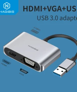 Hagibis USB 3.0 to HDMI-compatible VGA Adapter 1080P Multi-Display 2in1 USB to HDMI-compatible Converter for Windows 7/8/10 OS 1