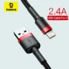 Baseus 2.4A Fast Charging USB Cable for iPhone 12 11 Pro Max Xs Xr X 8 Plus Cable for iPhone 7 SE ipad air mini 4 Charger Cable 1
