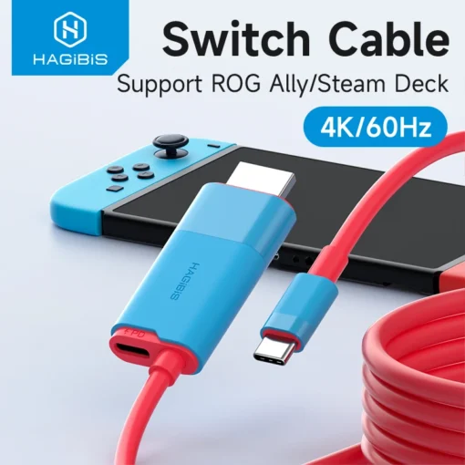 Hagibis Switch Dock for Nintendo Switch/OLED USB C to HDMI-Compatible Cable Adapter 4K60Hz 100W PD for Laptop SteamDeck ROG Ally 1