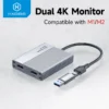 Hagibis USB-C/USB 3.0 to Dual HDMI-Compatible 4K Display Adapter Compatible with Apple M1 M2 Windows Mac DisplayLink DL6950 Chip 1