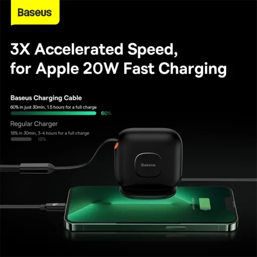 Baseus Retractable 3 In 1 USB C Cable For iPhone 14 13 12Pro Max Fast Charger Cable For iPad MacBook100W USB Type-C Cable 6