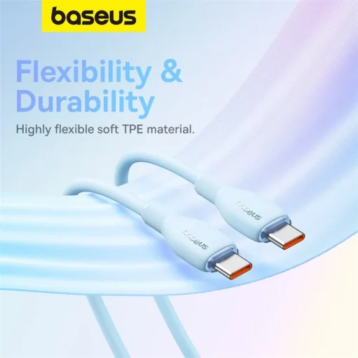 Baseus PD 100W USB C Cable For iPhone 15 Fast Charging Cable For Samsung Xiaomi Huawei Macbook Data Wire Charging Cable Soft TPE 5