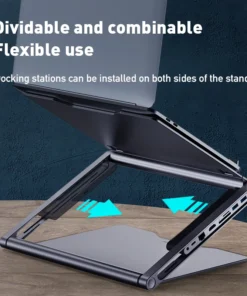 Hagibis Laptop Stand for Desk Ergonomic Aluminum Notebook Riser Adjustable Height Laptop Mount Holder with Hub Docking Station 2