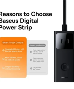 Baseus 40W Digital Power Strip 1625W 3AC Surge Protector Desktop Adapter Extension Sockets US Plug Touch Control USB GaN Charger 4