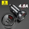 Baseus 24W USB Car Charger for Phone 4.8A Fast Mobile Phone Charger Adapter for Huawei Xiaomi with LED Display Car Phone Charger 1