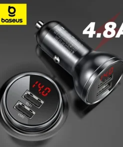 Baseus 24W USB Car Charger for Phone 4.8A Fast Mobile Phone Charger Adapter for Huawei Xiaomi with LED Display Car Phone Charger 1