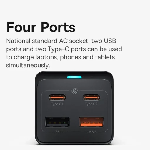 Baseus 65W GaN Charger Power Strip 4 ports Desktop Adapter Fast Charging Station For iPhone 15 14 13 Pro Max Xiaomi Samsung 4