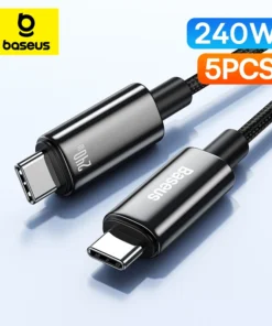 Baseus 5PCS 240W USB Type C TO C Cable PD Fast Charging 6A Quick Charger USB C Wire For Macbook Pro Xiaomi Huawei 1