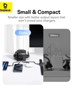 Baseus 30W Fast Charger Power Strip 3AC Outlet Desktop Charging Station With Surge Lightning Protection For iPhone 15 14 Tablets 5