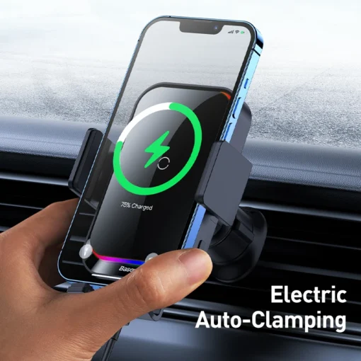 Baseus Car Phone Holder Infrared RGB15W QI Wireless Phone Charger for iPhone Xiaomi Samsung Car Mount Fast Charging Easy Control 3