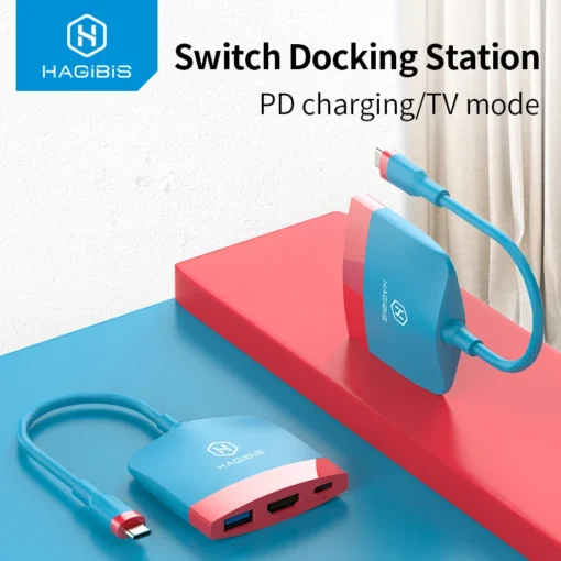 Hagibis Switch Dock TV Dock for Nintendo Switch Portable Docking Station USB C to 4K HDMI-compatible USB 3.0 Hub for Macbook Pro 1