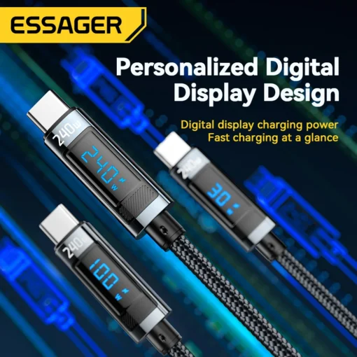 Essager 240W USB Type C To USB C Cable 100W PD 3.1 Fast Charging Charger Wire For Macbook Pro Xiaomi Samsung Laptop USBC Cord 2M 6