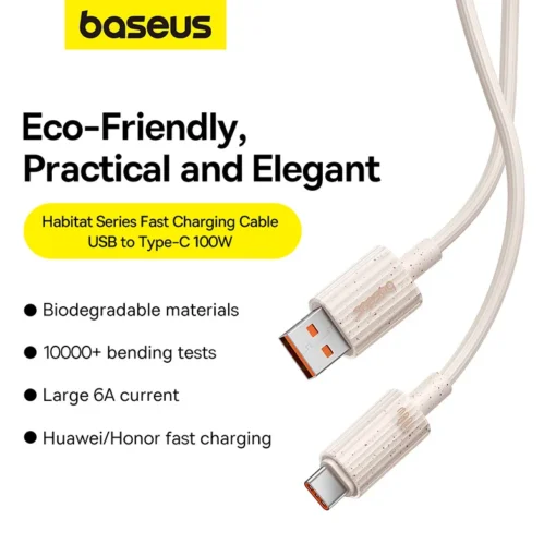 Baseus Eco-friendly 100W USB Type C Cable For Xiaomi Samsung Huawei Super Charge Fast Charging USB Charger Data Cable Wire Cord 2