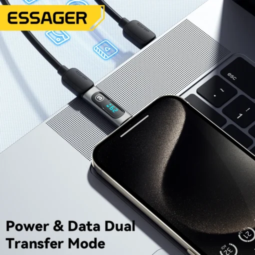 Essager 240W USB C Adapter Type C to USB C 3.0 2.0 OTG Connector Digital Display Data Adapter 100W For Macbook Pro Air Samsung 6