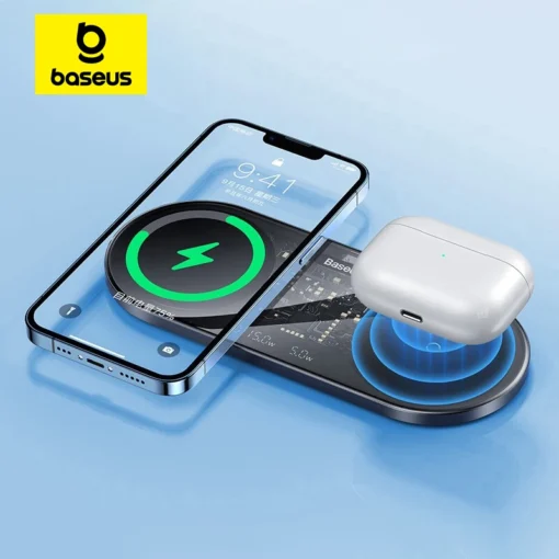 Baseus 20W Dual Wireless Chargers for iPhone 15 14 Airpod Pro Fast Qi Wireless Charger for Samsung Xiaomi 12 Pro Charging Pad 1