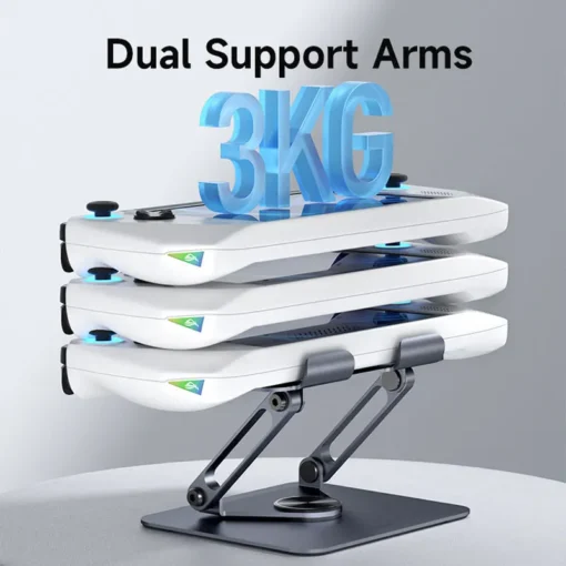 Hagibis 360° Rotating Tablet Stand Adjustable Tablet Holder Dual Rod Support Aluminum Foldable Cradle for iPad Pro Switch ROG 4