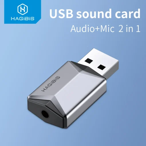 Hagibis 2 in 1 USB Sound Card Portable External 3.5mm Microphone Audio Adapter for PC Laptop PS4/5 Earphone Speaker Windows Mac 1