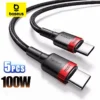 Baseus 100W USB C to USB Type C Cable For iPhone 15 MacBook Pro Quick Charge 4.0 Fast Charging for Samsung Xiaomi mi 10 1