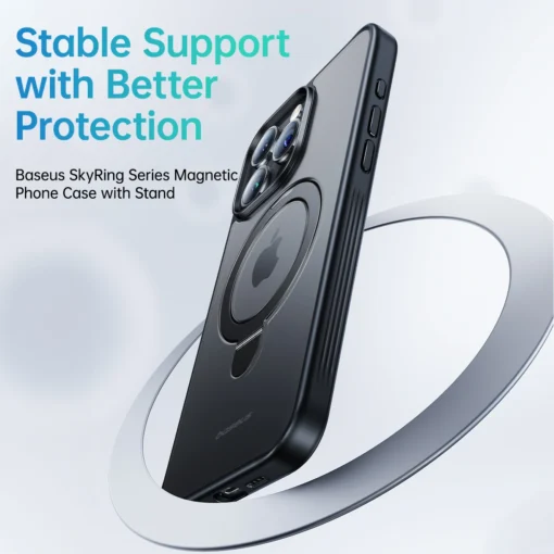 Baseus Magnetic Stand Case for iPhone 15 Pro 15 14 13 Pro Max Plus Case 180° Adjustable Kickstand Ring Magnetic Charging Case 2