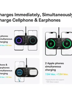 Baseus 20W Dual Wireless Chargers for iPhone 15 14 Airpod Pro Fast Qi Wireless Charger for Samsung Xiaomi 12 Pro Charging Pad 4