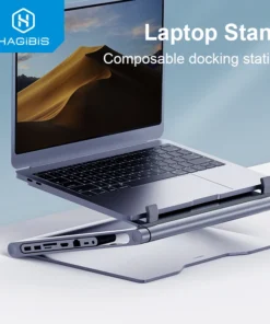 Hagibis Laptop Stand for Desk Ergonomic Aluminum Notebook Riser Adjustable Height Laptop Mount Holder with Hub Docking Station 1