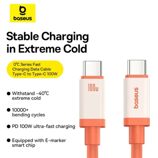 Baseus Anti-freezing 100W Type C Cable For iPhone 15 USB C PD Fast Charging Charger Wire Cord For Macbook Samsung Xiaomi Type C 2