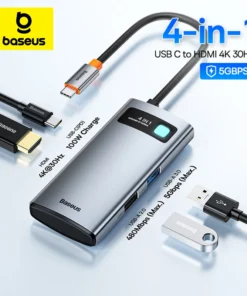 Baseus USB C 3.0 HUB Type-C to HDMI-Compatible 4 in 1 Docking Station Charging 4K Adapter Splitter For MacBook Air Pro Samsung 1