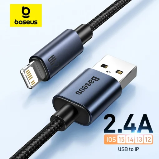 Baseus 2.4A USB Cable for iPhone 13 12 11 Pro Max 8 X Fast Charge for iPhone Cable USB Data Sync Cable Phone Charger Wire Cord 1