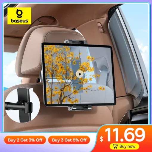 Baseus Car Back Seat  Phone Holder Headrest Holder for 4.7-12.9 inch Pad Backseat Mount for Pad Tablet PC Auto Headrest Holder 1