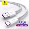 Baseus 6A USB C Cable Type C Cable for Huawei P40 P40 Pro Mate40 66W Fast Charge USB C Cable Phone Charge Type C Cable Wire Cord 1