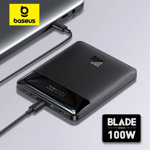 Baseus 100W Power Bank 20000mAh Type C PD Fast Charging Powerbank Portable External Battery Charger for Notebook with 100W Cable 1