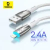 Baseus Smart Led Light USB Port 2.4A Fast Charging Data Cable Glimmer Series Cables For iPhone14 13 12 11 Pro Max 1