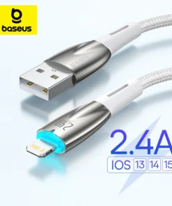 Baseus Smart Led Light USB Port 2.4A Fast Charging Data Cable Glimmer Series Cables For iPhone14 13 12 11 Pro Max 1